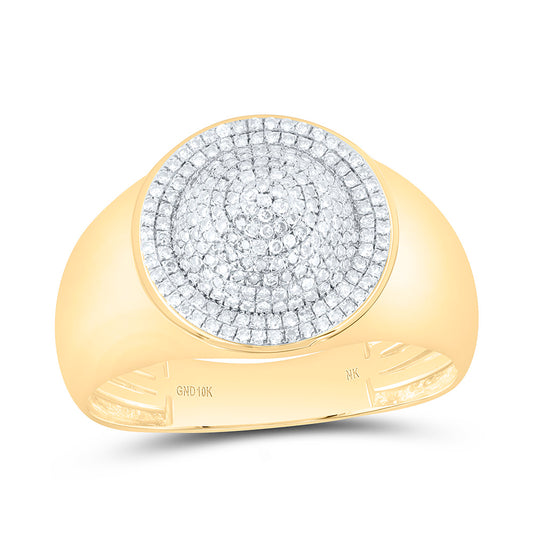 10K Yellow Gold 1/2 Cttw Natural Diamond Nk Dome Mens Bridal Anniversary Wedding Engagement Band Ring