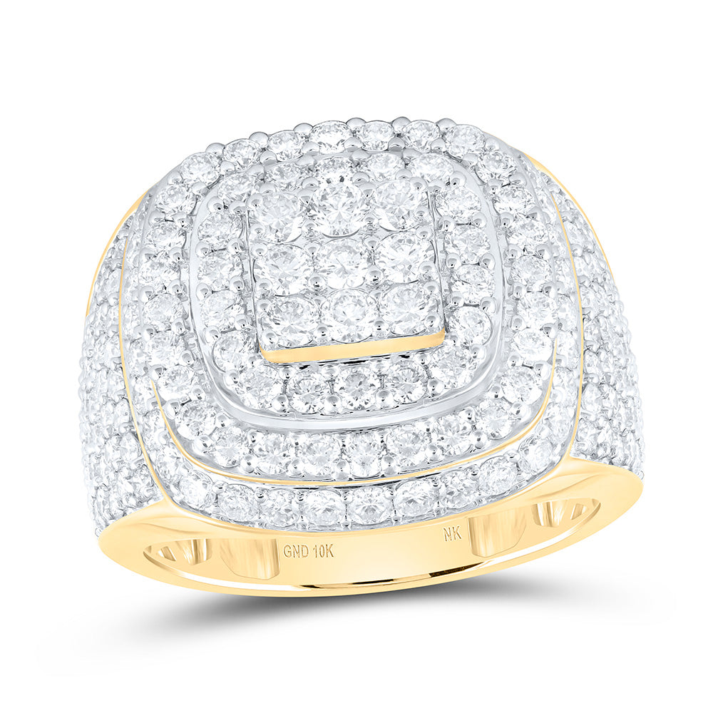 10K Yellow Gold 4 Cttw Natural Diamond Nk Cushion Mens Bridal Anniversary Wedding Engagement Band Ring