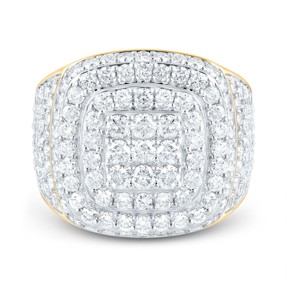 10K Yellow Gold 4 Cttw Natural Diamond Nk Cushion Mens Bridal Anniversary Wedding Engagement Band Ring