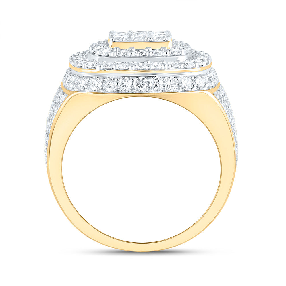 10K Yellow Gold 4 Cttw Natural Diamond Nk Cushion Mens Bridal Anniversary Wedding Engagement Band Ring