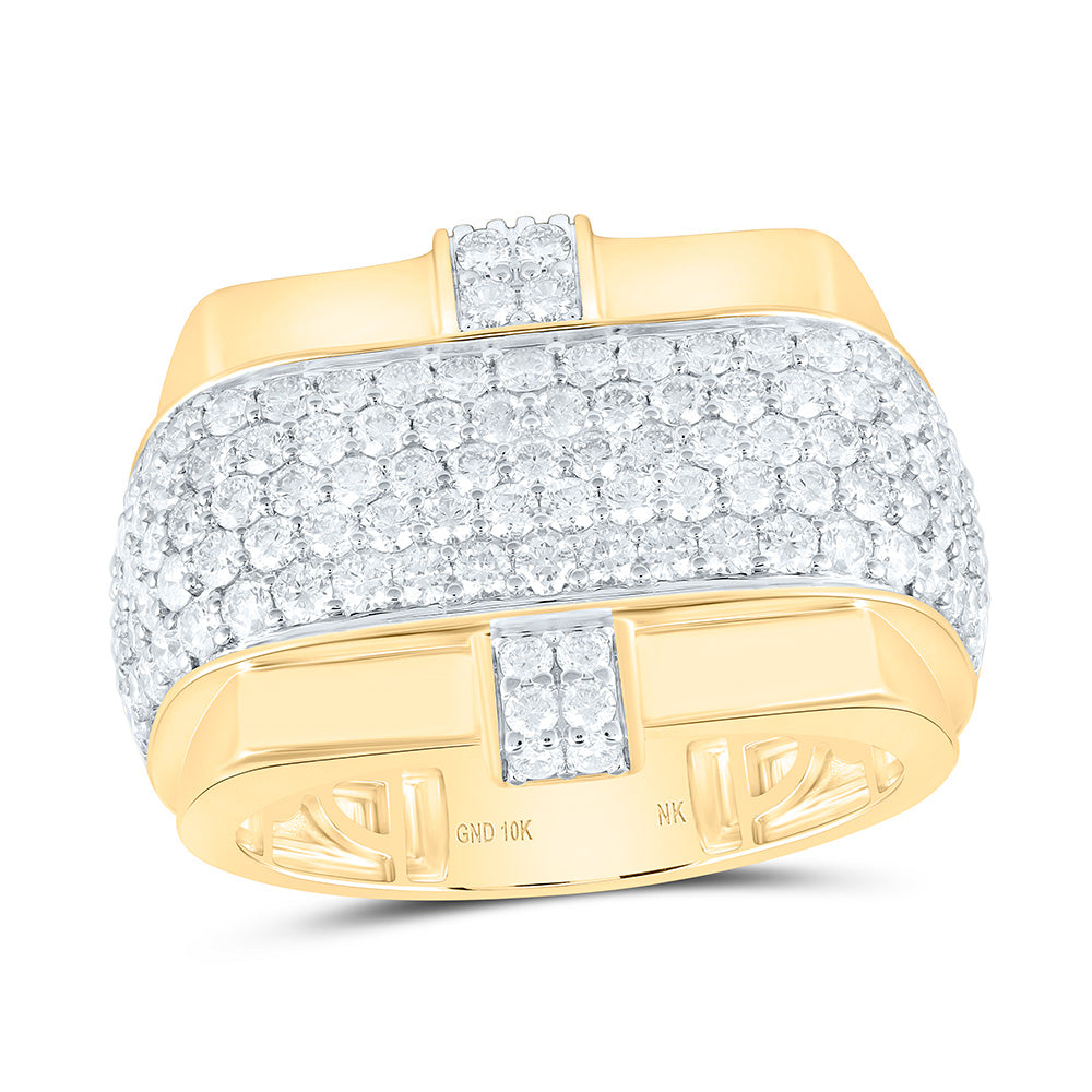 10K Yellow Gold 2 1/3 Cttw Natural Diamond Nk Mens Bridal Anniversary Wedding Engagement Band Ring