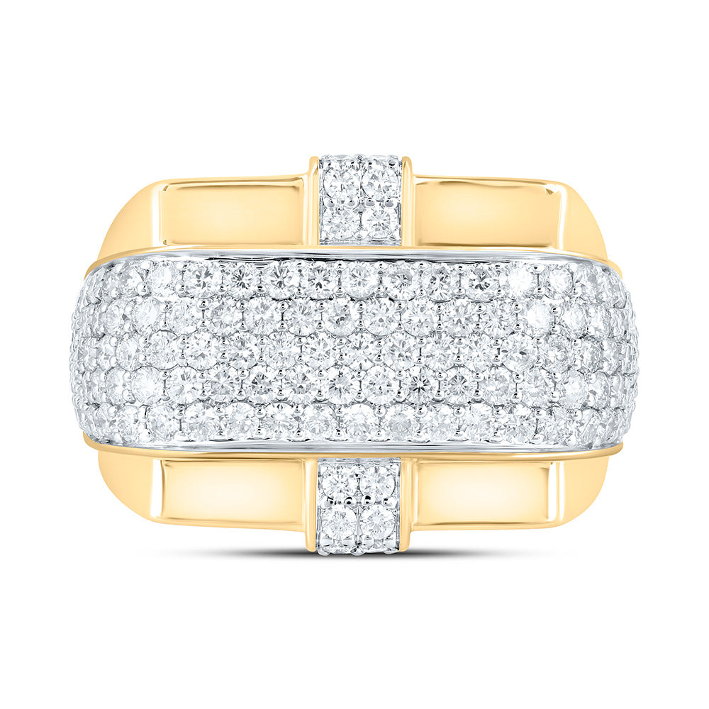 10K Yellow Gold 2 1/3 Cttw Natural Diamond Nk Mens Bridal Anniversary Wedding Engagement Band Ring