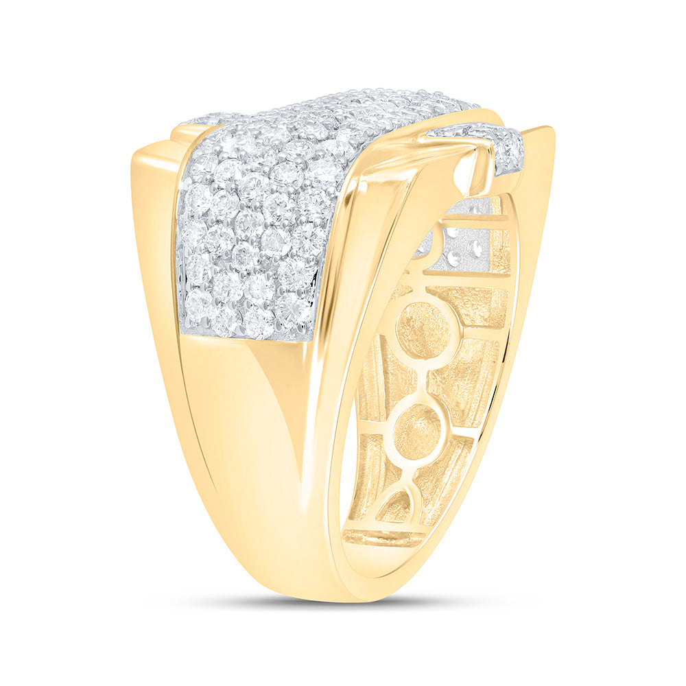 10K Yellow Gold 2 1/3 Cttw Natural Diamond Nk Mens Bridal Anniversary Wedding Engagement Band Ring