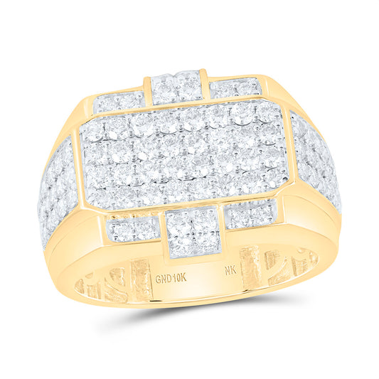 10K Yellow Gold 2 Cttw Natural Diamond Nk Mens Bridal Anniversary Wedding Engagement Band Ring