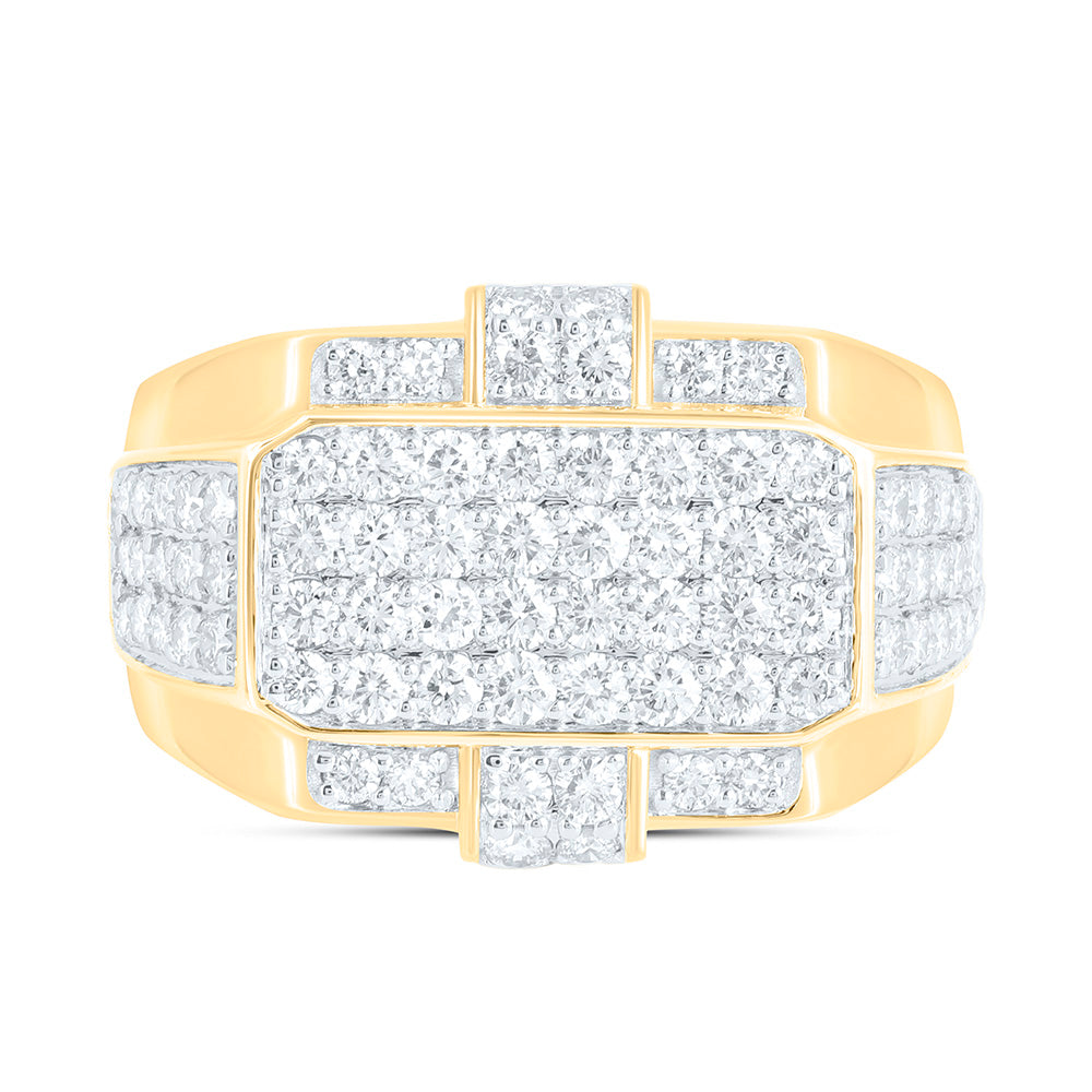 10K Yellow Gold 2 Cttw Natural Diamond Nk Mens Bridal Anniversary Wedding Engagement Band Ring