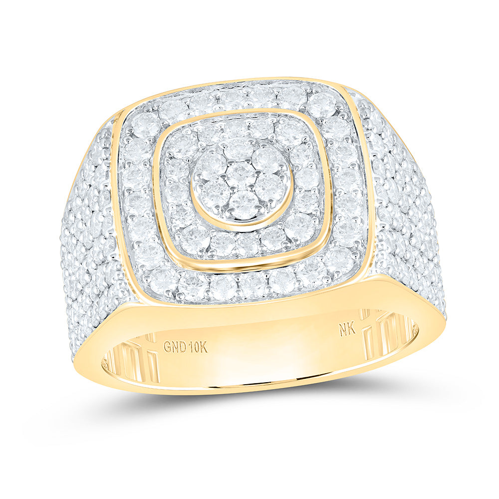 10K Yellow Gold 2 1/3 Cttw Natural Diamond Nk Cushion Mens Bridal Anniversary Wedding Engagement Band Ring