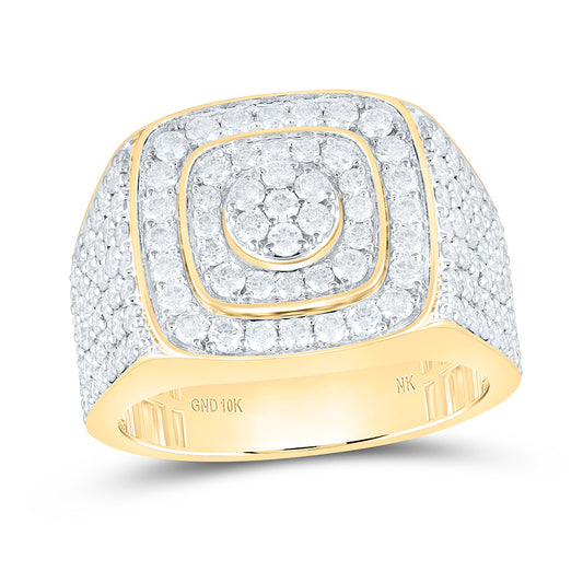 10K Yellow Gold 2 1/3 Cttw Natural Diamond Nk Cushion Mens Bridal Anniversary Wedding Engagement Band Ring