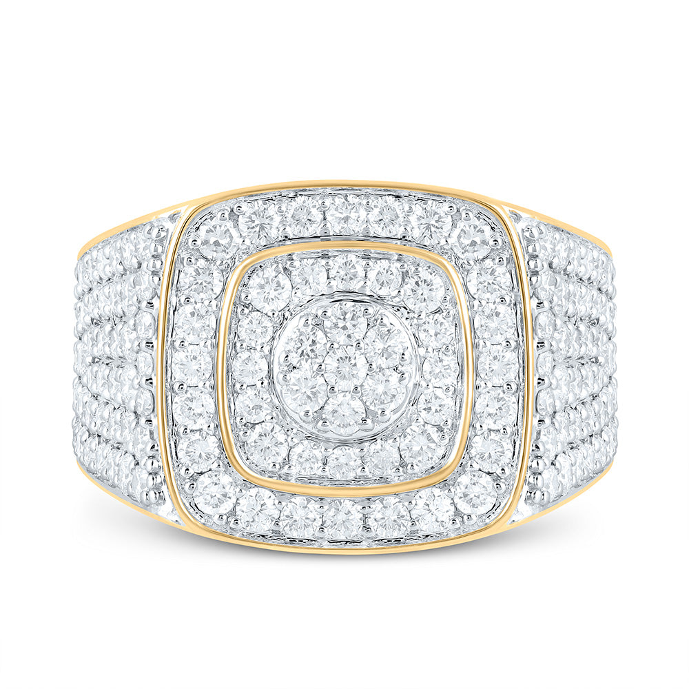 10K Yellow Gold 2 1/3 Cttw Natural Diamond Nk Cushion Mens Bridal Anniversary Wedding Engagement Band Ring