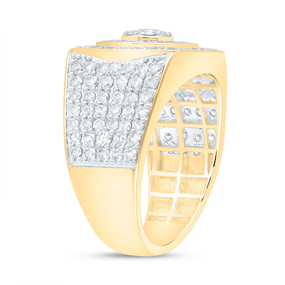 10K Yellow Gold 2 1/3 Cttw Natural Diamond Nk Cushion Mens Bridal Anniversary Wedding Engagement Band Ring