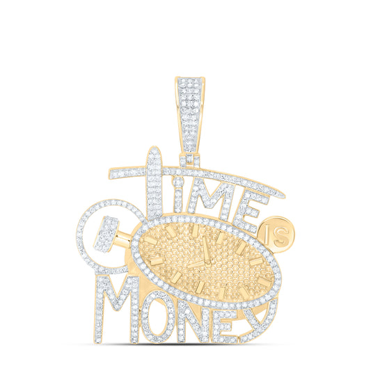 10K Yellow Gold 1 Cttw Natural Diamond Nk Time Is Money Mens Charm
