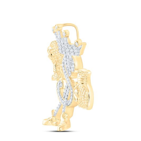 10K Yellow Gold 1/3 Cttw Natural Diamond Nk Dollar Money Bag Mens Charm