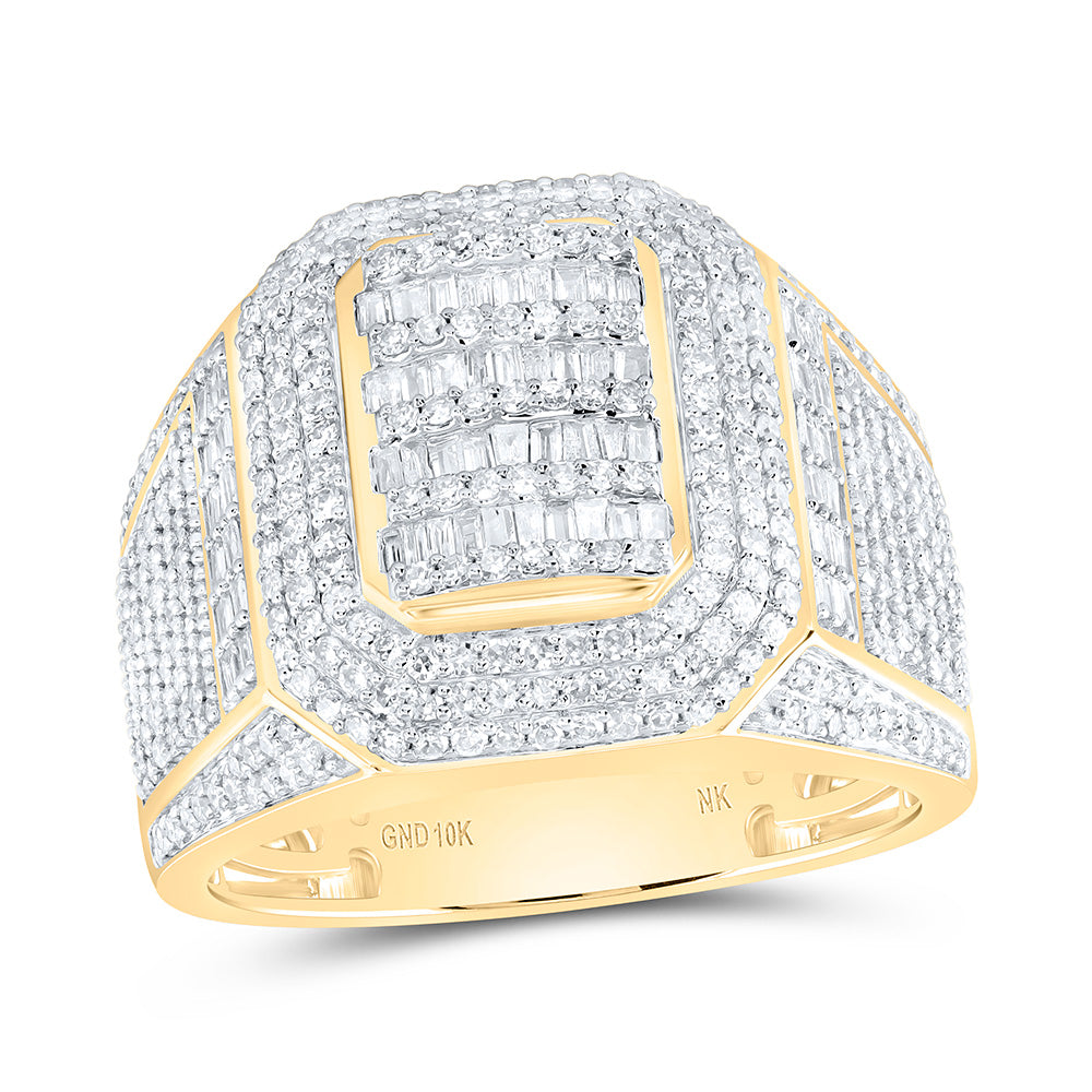 10K Yellow Gold 1 1/2 Cttw Natural Diamond Nk Emerald Mens Bridal Anniversary Wedding Engagement Band Ring