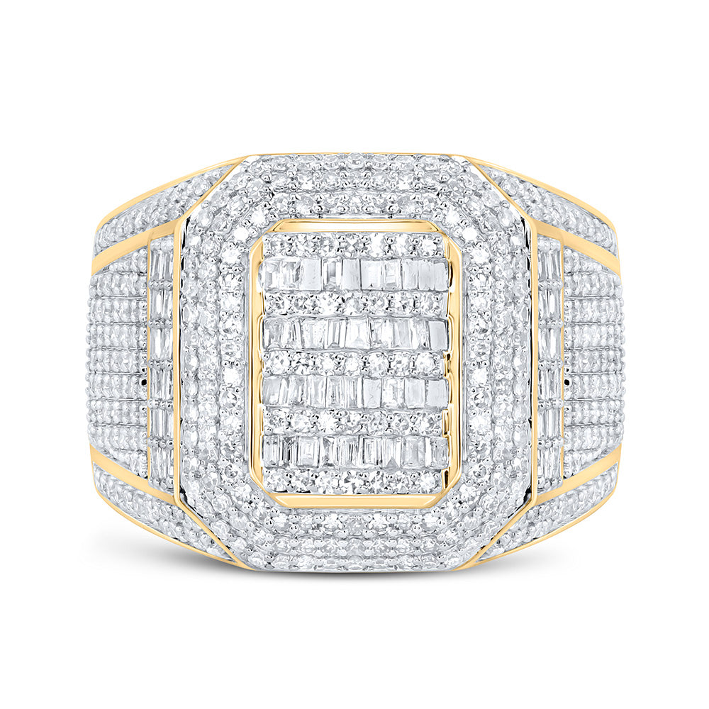 10K Yellow Gold 1 1/2 Cttw Natural Diamond Nk Emerald Mens Bridal Anniversary Wedding Engagement Band Ring
