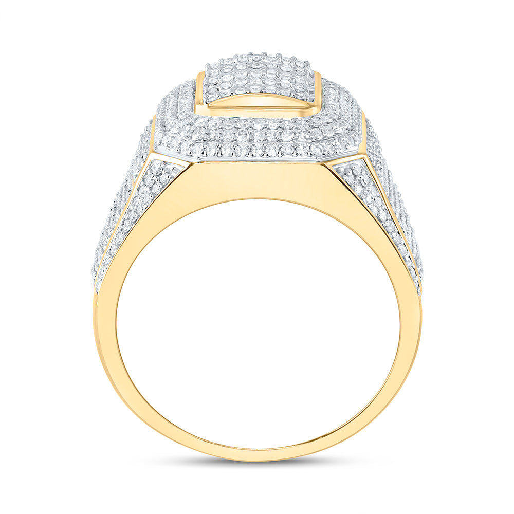 10K Yellow Gold 1 1/2 Cttw Natural Diamond Nk Emerald Mens Bridal Anniversary Wedding Engagement Band Ring