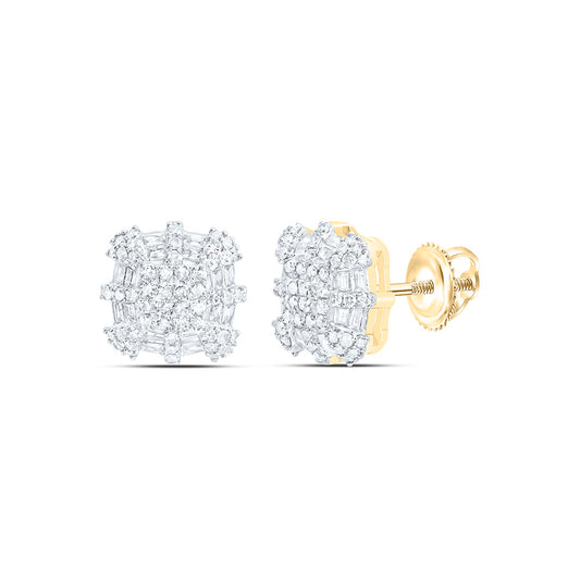 10K Yellow Gold 1/2 Cttw Natural Diamond Nk Fashion Cushion Earring, L: 10 Mm x W: 5 Mm