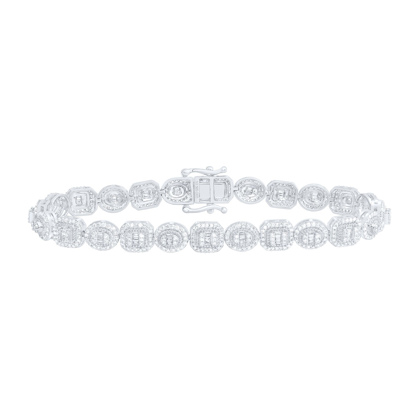 10K Yellow Or White Gold 2 1/3 Cttw Natural Diamond Nk Fashion Emerald And Oval Bracelet (7 Inch)
