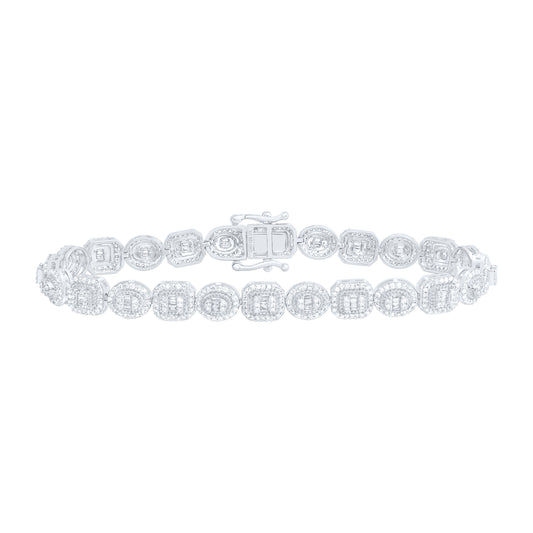 10K Yellow Or White Gold 2 1/3 Cttw Natural Diamond Nk Fashion Emerald And Oval Bracelet (7 Inch)