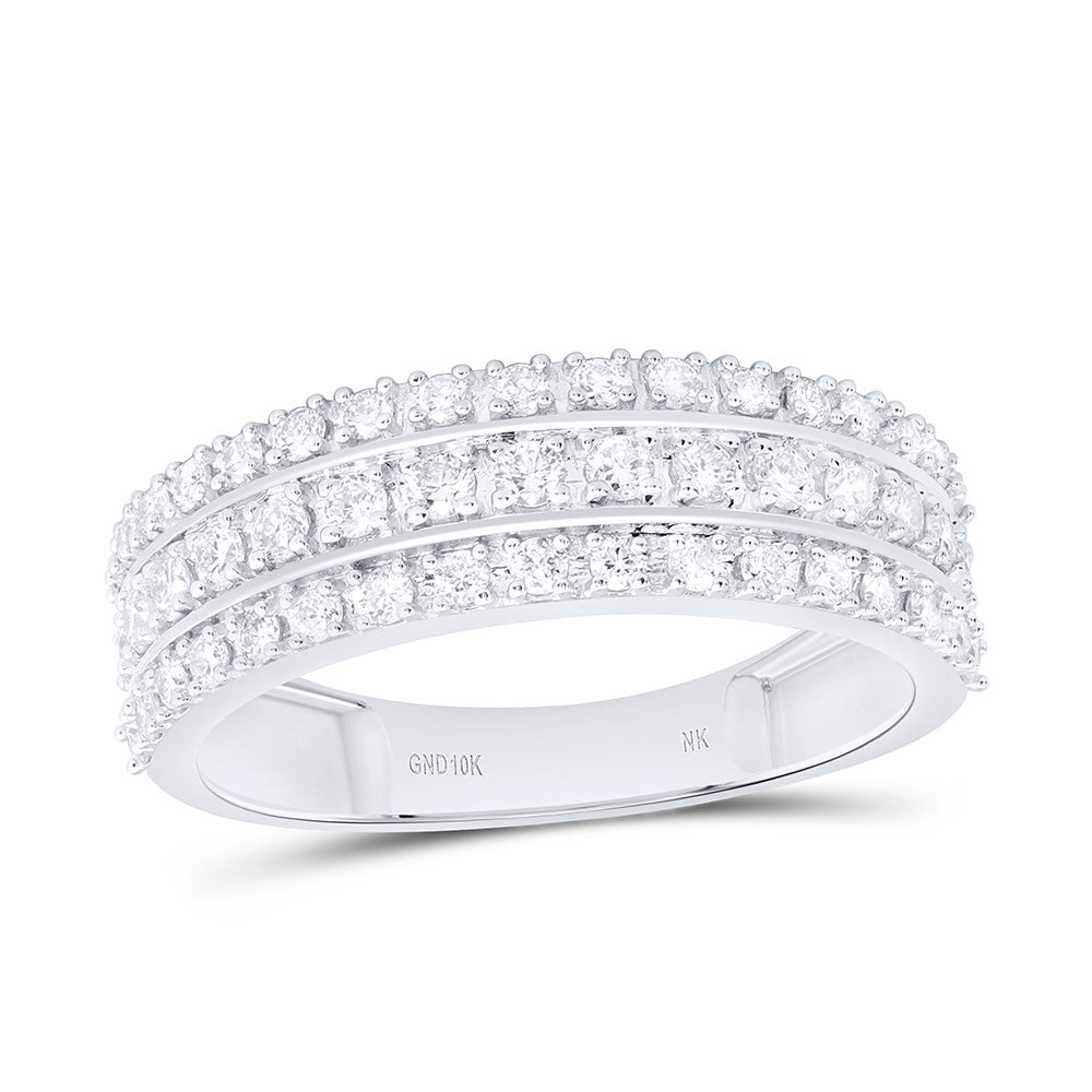 10K Yellow Or White Gold 1 7/8 Cttw Natural Diamond Nk Fashion Round Trio Bridal Anniversary Wedding Engagement Band Ring