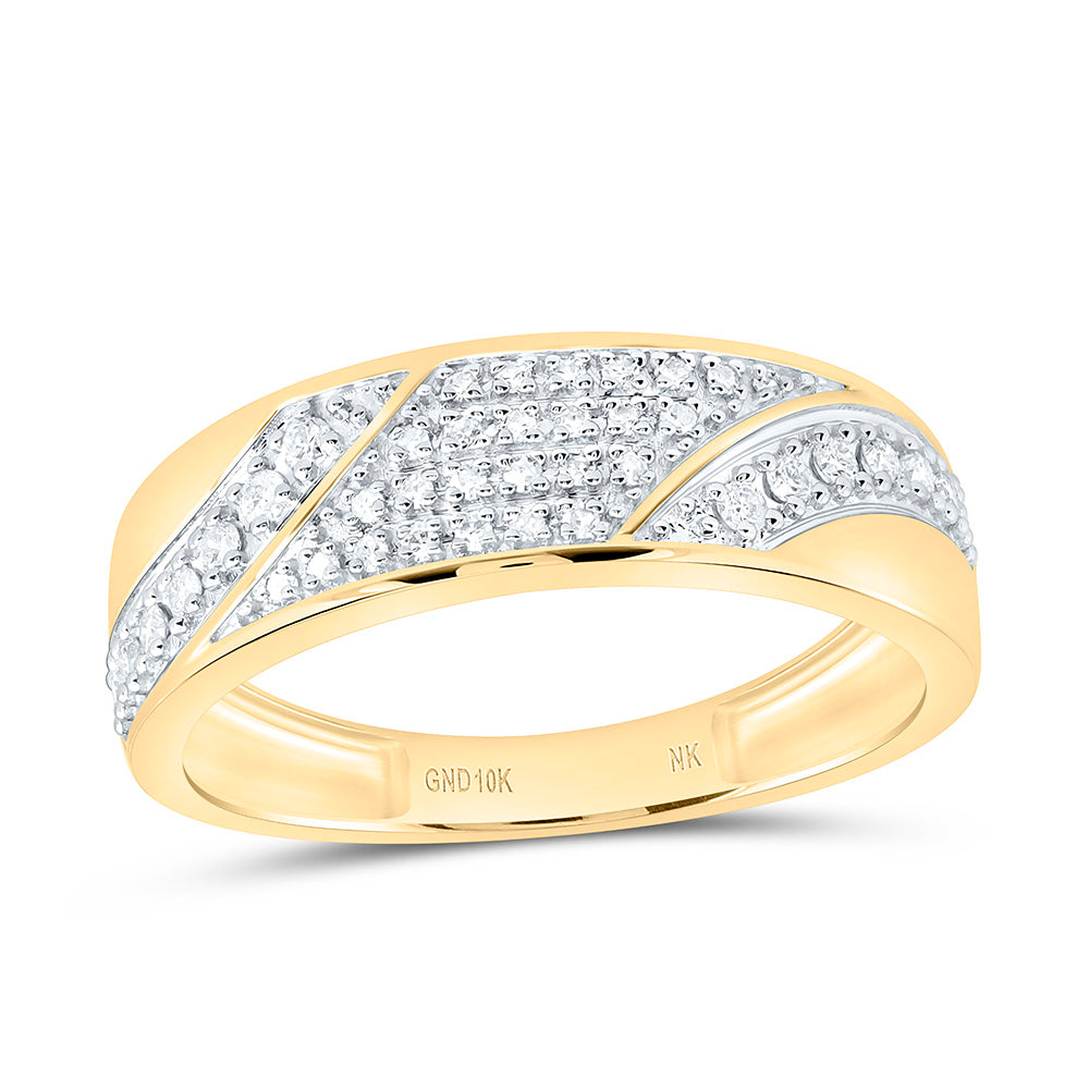 10K Yellow Or White Gold 7/8 Cttw Natural Diamond Nk Fashion Round Bridal Anniversary Wedding Engagement Band Ring Trio Set
