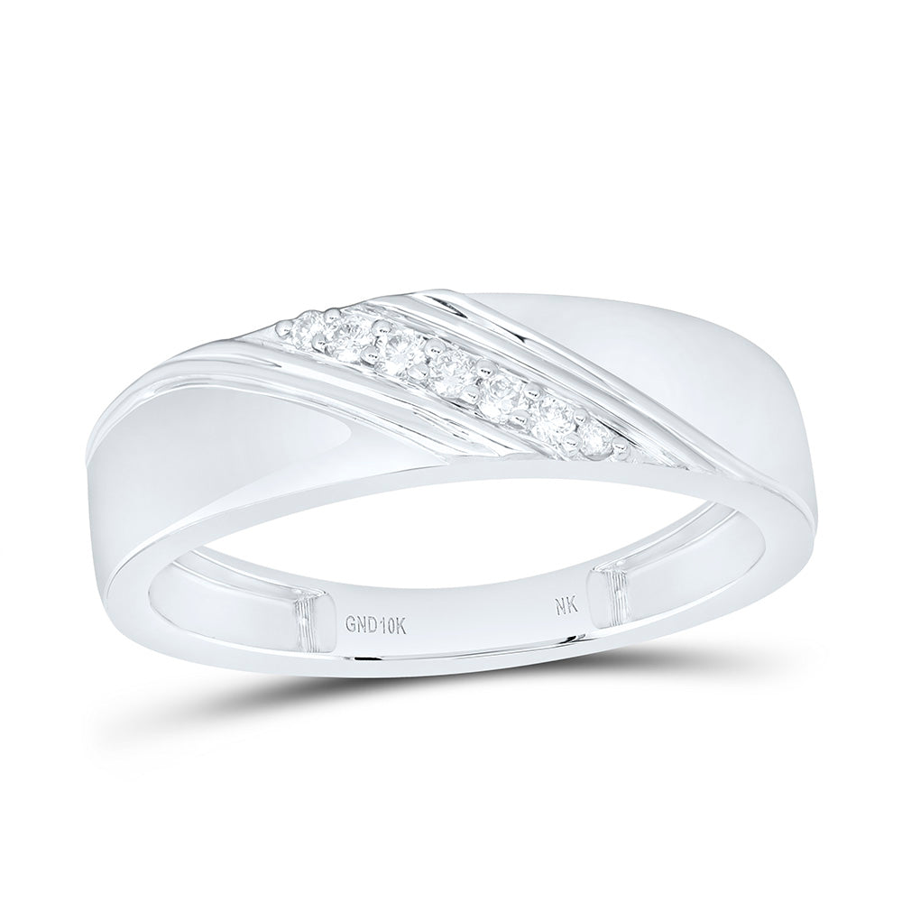 10K Yellow Or White Gold 1/10 Cttw Natural Diamond Nk Mens Bridal Anniversary Wedding Engagement Band Ring