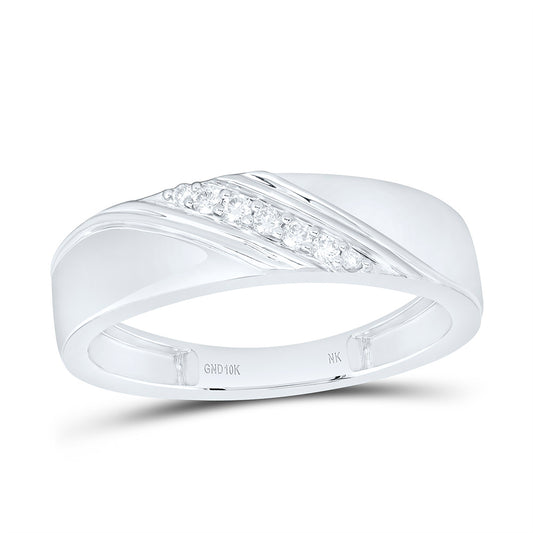 10K Yellow Or White Gold 1/10 Cttw Natural Diamond Nk Mens Bridal Anniversary Wedding Engagement Band Ring