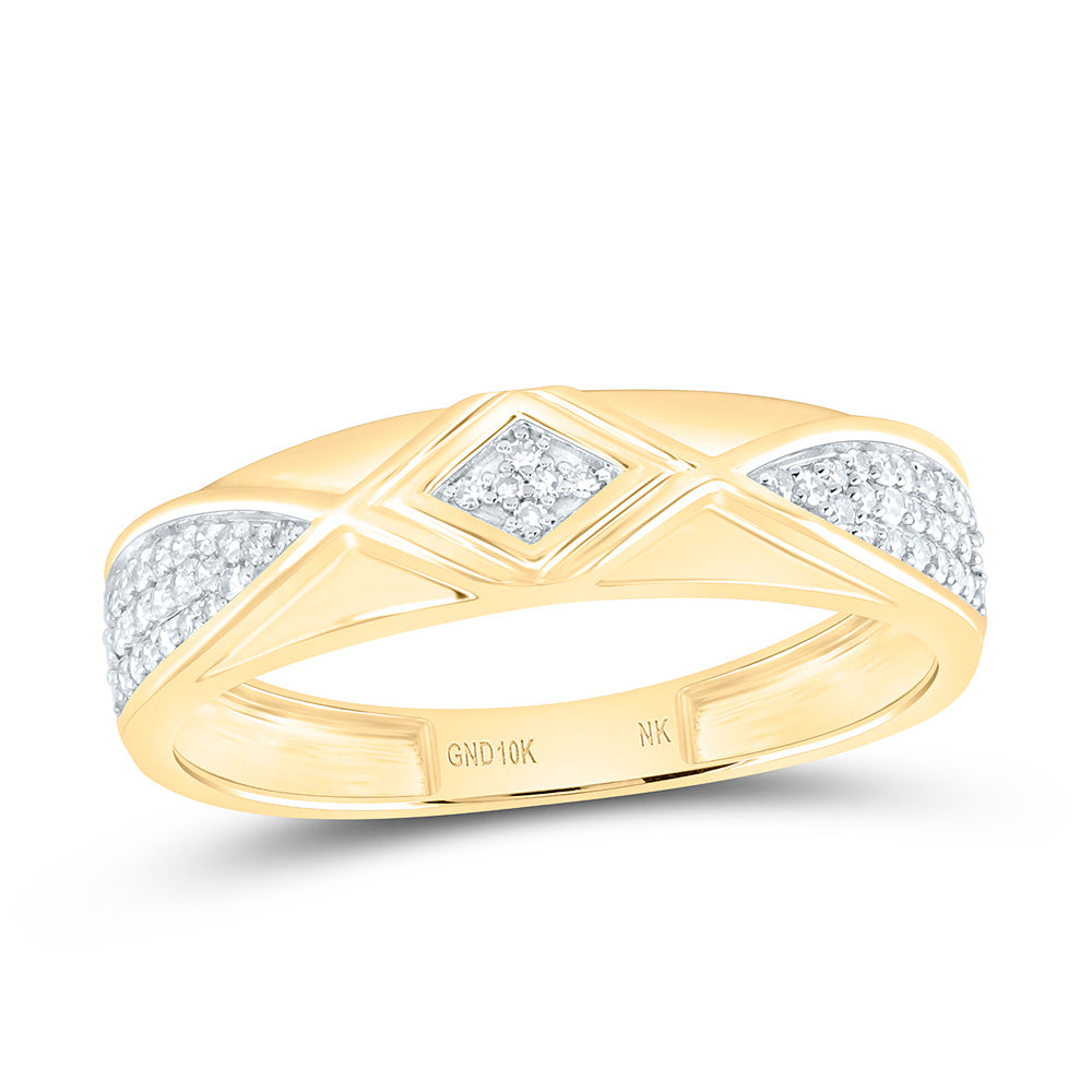 10K Yellow Or White Gold 5/8 Cttw Natural Diamond Nk Fashion Square Bridal Anniversary Wedding Engagement Band Ring Trio Set