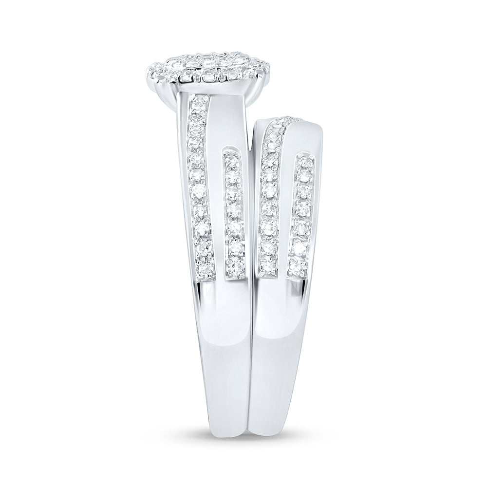 10K Yellow Or White Gold 1/2 Cttw Natural Diamond Nk Fashion Round Bridal Anniversary Wedding Engagement Band Ring Trio Set