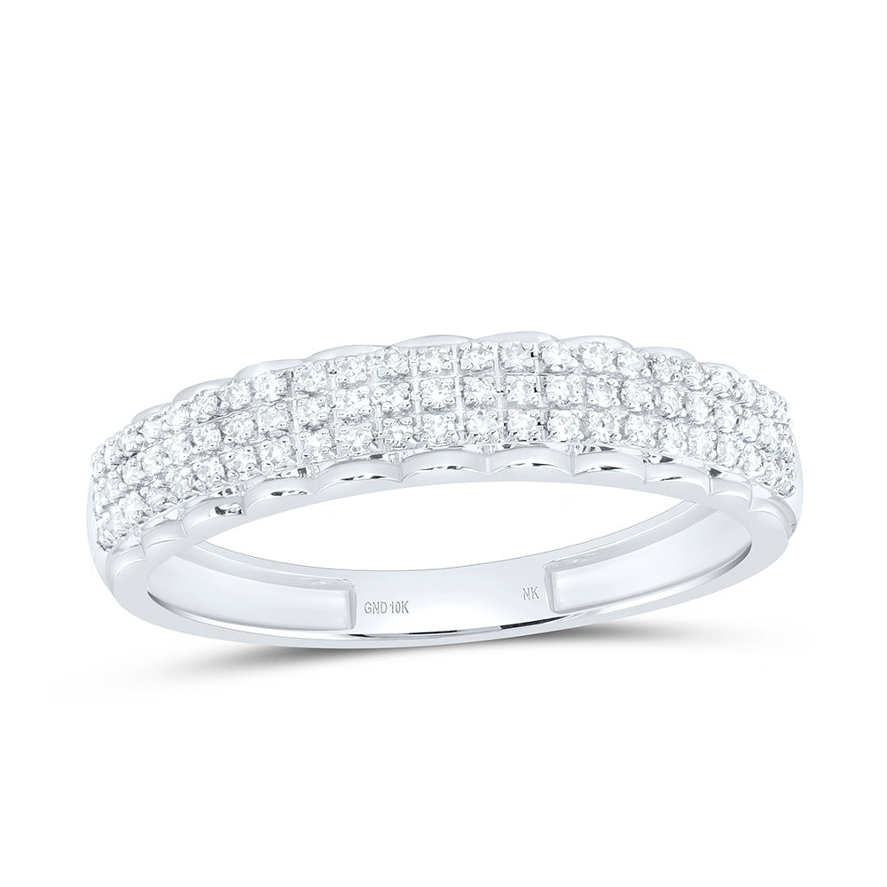 10K Yellow Or White Gold 5/8 Cttw Natural Diamond Nk Fashion Round Bridal Anniversary Wedding Engagement Band Ring Trio Set