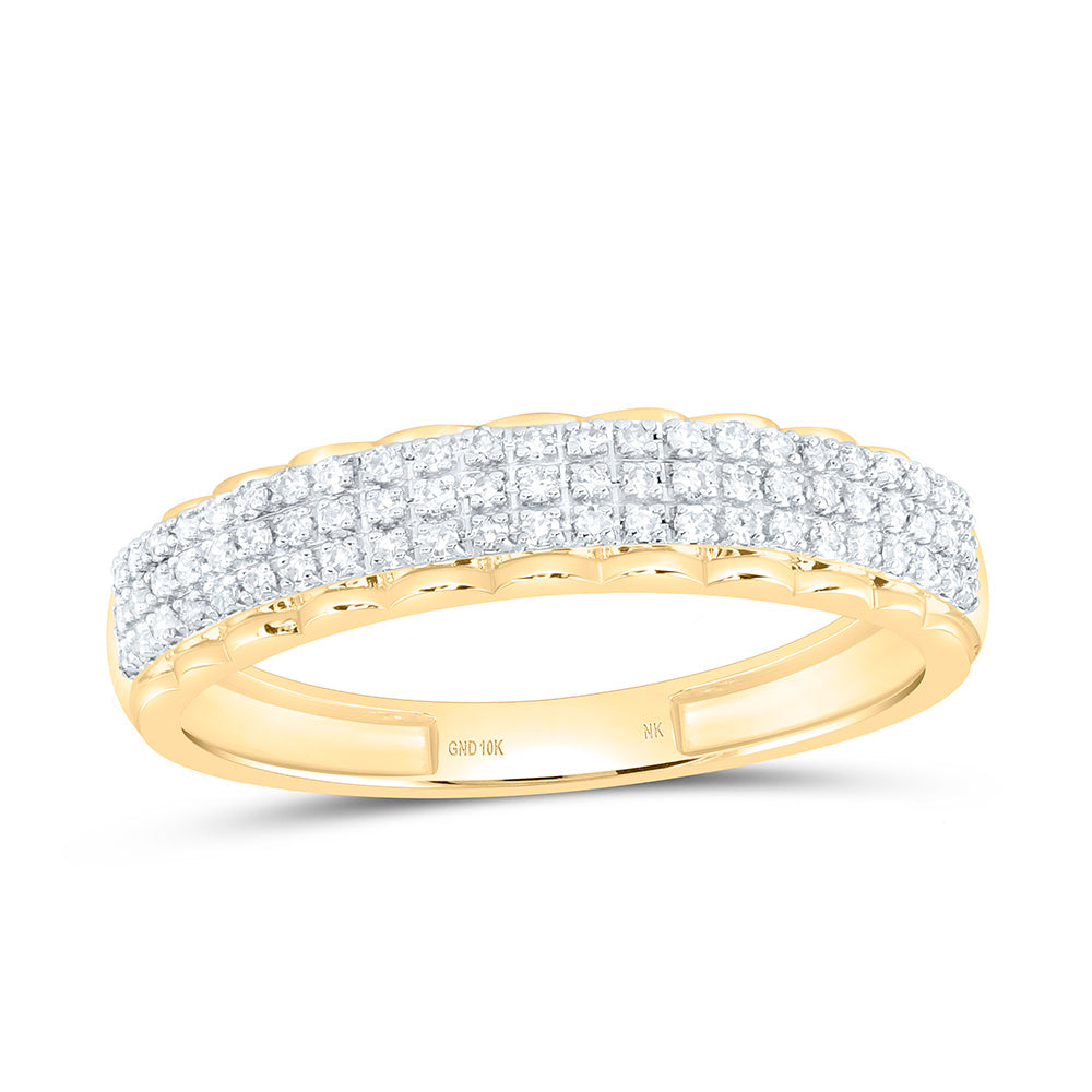10K Yellow Or White Gold 5/8 Cttw Natural Diamond Nk Fashion Round Bridal Anniversary Wedding Engagement Band Ring Trio Set