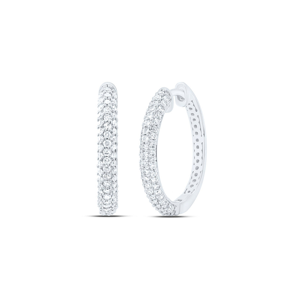 10K Yellow Or White Gold 1/2 Cttw Natural Diamond Nk Fashion Hoop Earring