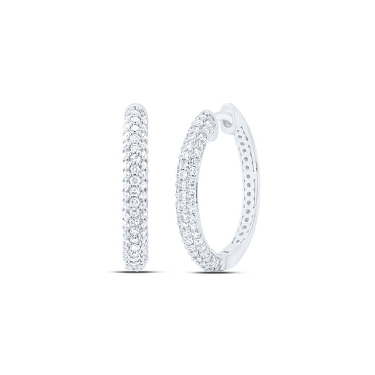 10K Yellow Or White Gold 1/2 Cttw Natural Diamond Nk Fashion Hoop Earring
