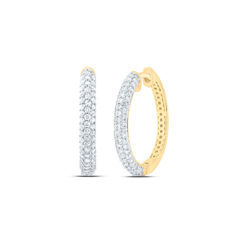 10K Yellow Or White Gold 1/2 Cttw Natural Diamond Nk Fashion Hoop Earring