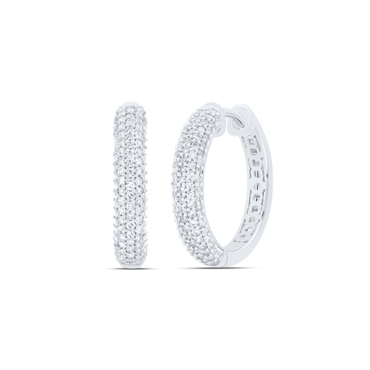 10K Yellow Or White Gold 3/4 Cttw Natural Diamond Nk Fashion Hoop Earring