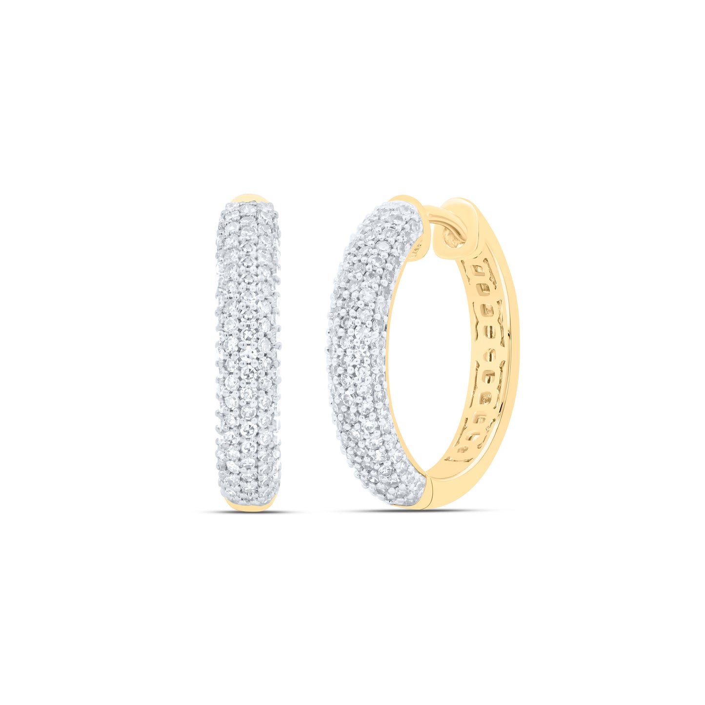 10K Yellow Or White Gold 3/4 Cttw Natural Diamond Nk Fashion Hoop Earring