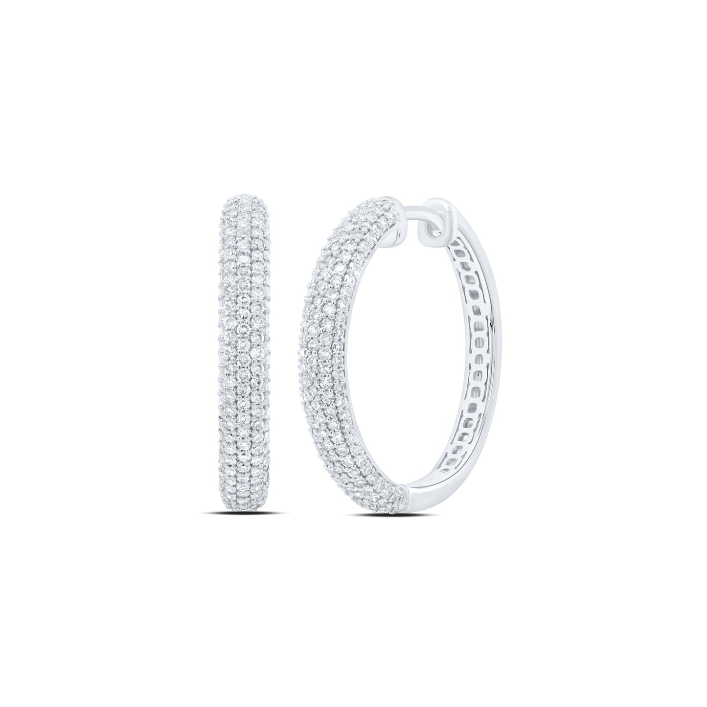 10K Yellow Or White Gold 1 Cttw Natural Diamond Nk Fashion Hoop Earring, L: 24.2 Mm x W: 20.5 Mm