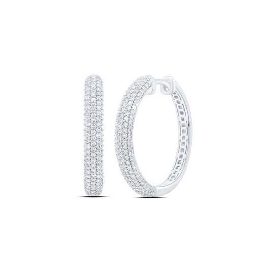 10K Yellow Or White Gold 1 Cttw Natural Diamond Nk Fashion Hoop Earring, L: 24.2 Mm x W: 20.5 Mm