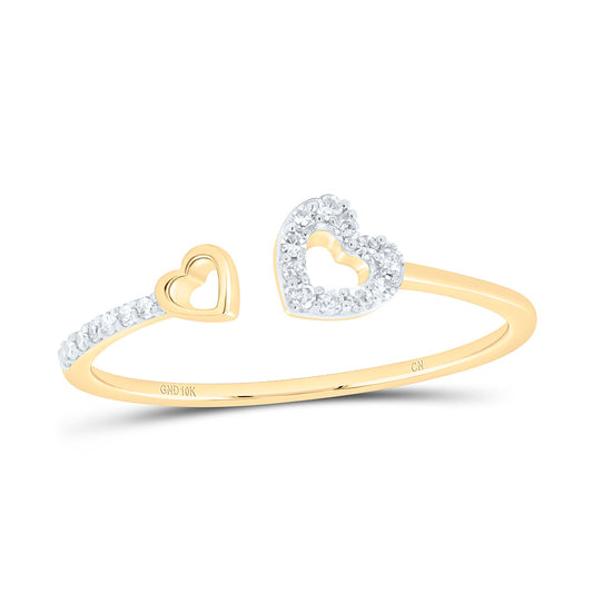 10K Yellow Or White Gold 1/12 Cttw Natural Diamond Cn Gift Heart Bridal Anniversary Wedding Engagement Band Ring