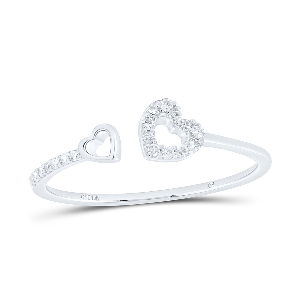 10K Yellow Or White Gold 1/12 Cttw Natural Diamond Cn Gift Heart Bridal Anniversary Wedding Engagement Band Ring