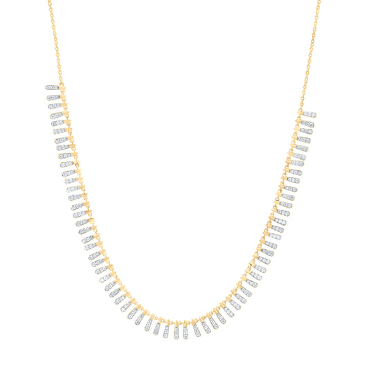 14K Yellow Gold 1 Cttw Natural Diamond Cn Fashion Necklace (18 Inch)