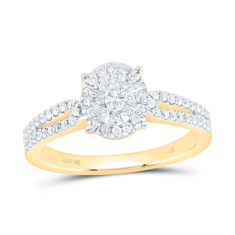 10K Yellow Or White Gold 1/3 Cttw Natural Diamond Cn Fashion Oval Bridal Anniversary Wedding Engagement Band Ring