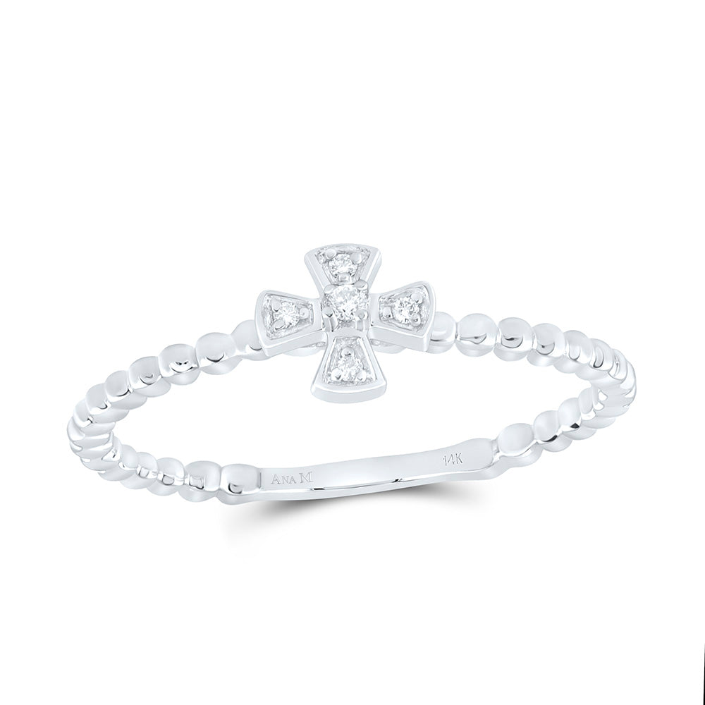 14K Yellow Or White Gold 0.02 Cttw Natural Diamond Ana M Fashion Baroque Cross Bridal Anniversary Wedding Engagement Band Ring