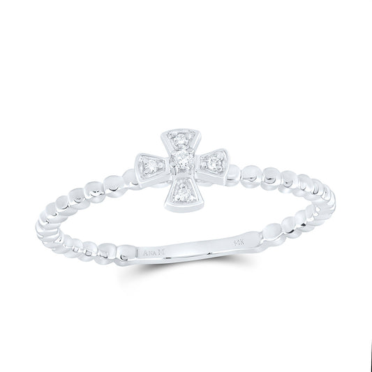 14K Yellow Or White Gold 0.02 Cttw Natural Diamond Ana M Fashion Baroque Cross Bridal Anniversary Wedding Engagement Band Ring
