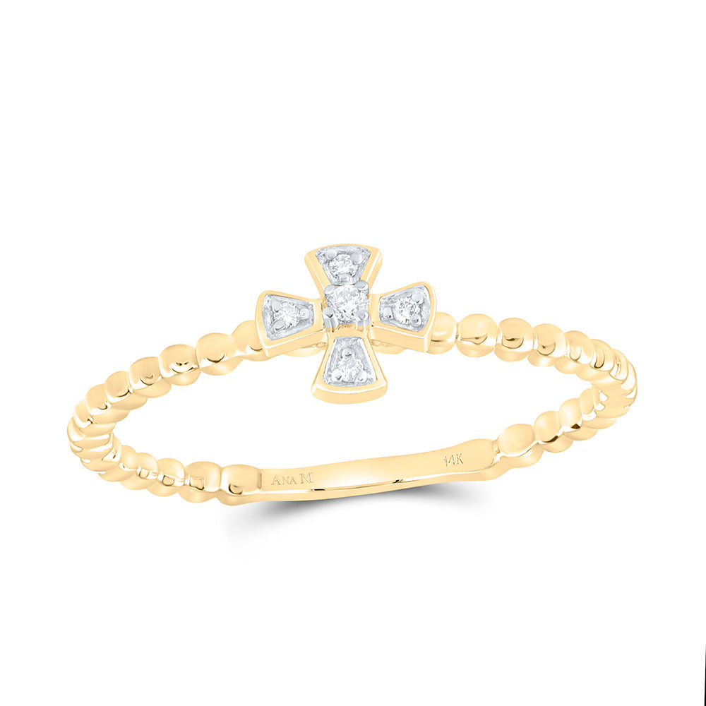 14K Yellow Or White Gold 0.02 Cttw Natural Diamond Ana M Fashion Baroque Cross Bridal Anniversary Wedding Engagement Band Ring