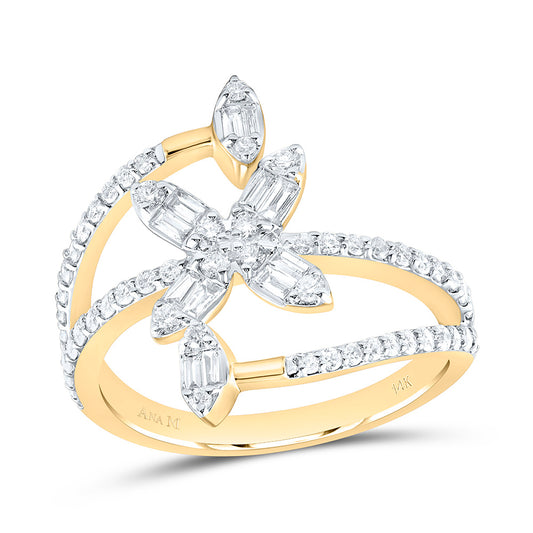14K Yellow Or Rose Gold 5/8 Cttw Natural Diamond Ana M Fashion Bridal Anniversary Wedding Engagement Band Ring