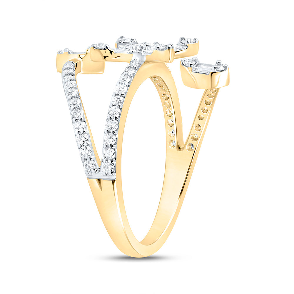 14K Yellow Or Rose Gold 5/8 Cttw Natural Diamond Ana M Fashion Bridal Anniversary Wedding Engagement Band Ring