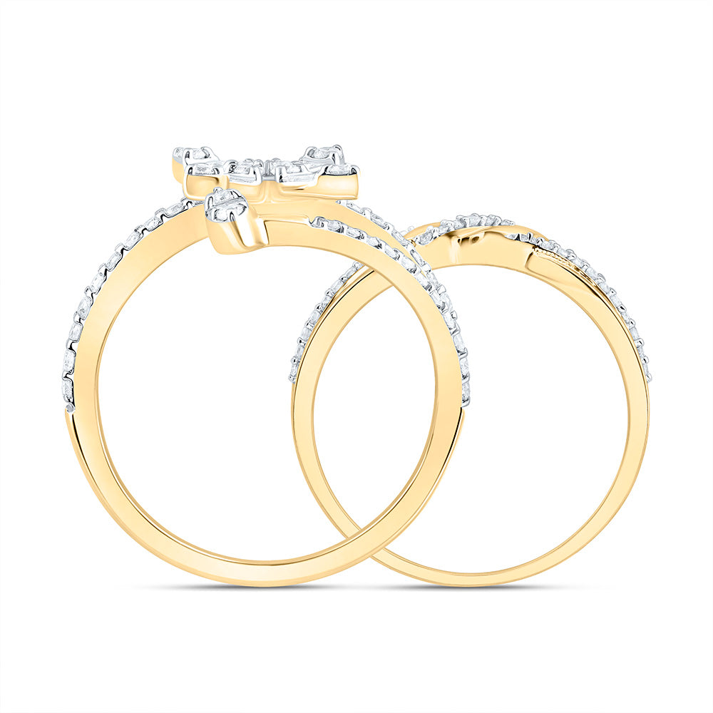 14K Yellow Or Rose Gold 5/8 Cttw Natural Diamond Ana M Fashion Bridal Anniversary Wedding Engagement Band Ring