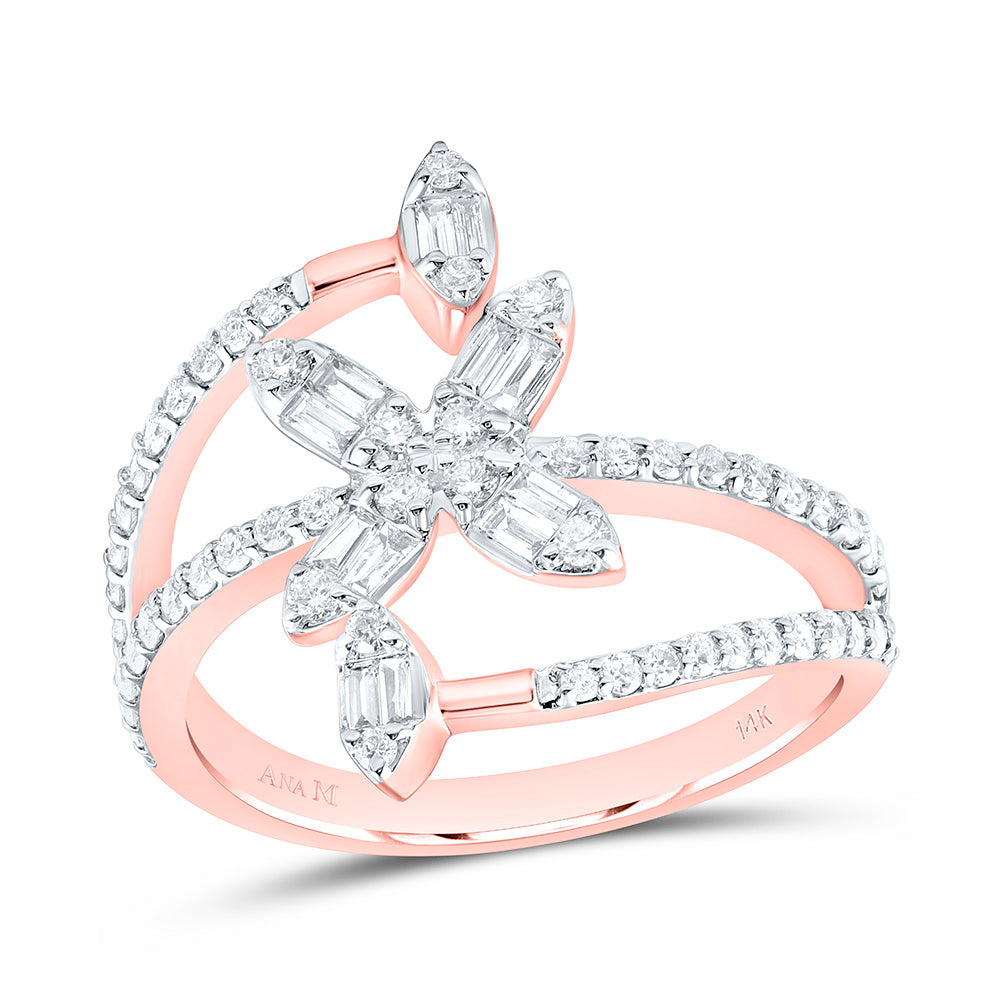 14K Yellow Or Rose Gold 5/8 Cttw Natural Diamond Ana M Fashion Bridal Anniversary Wedding Engagement Band Ring