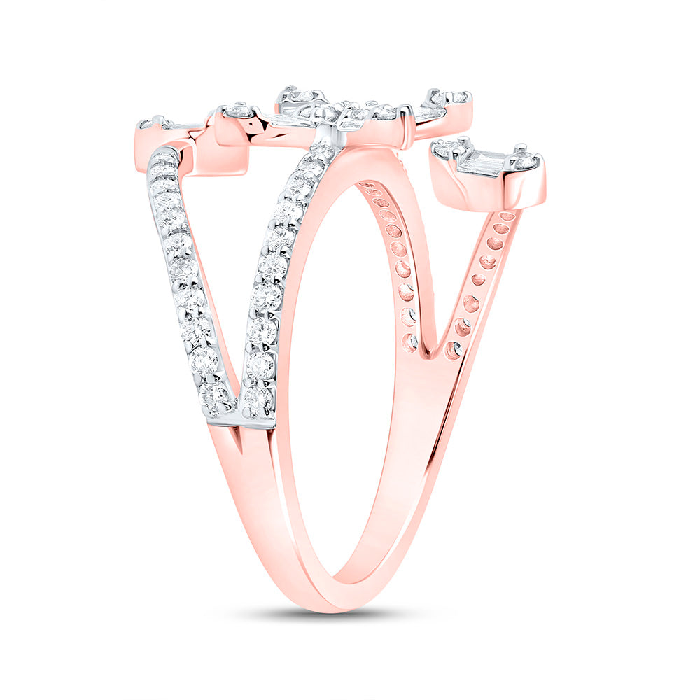 14K Yellow Or Rose Gold 5/8 Cttw Natural Diamond Ana M Fashion Bridal Anniversary Wedding Engagement Band Ring