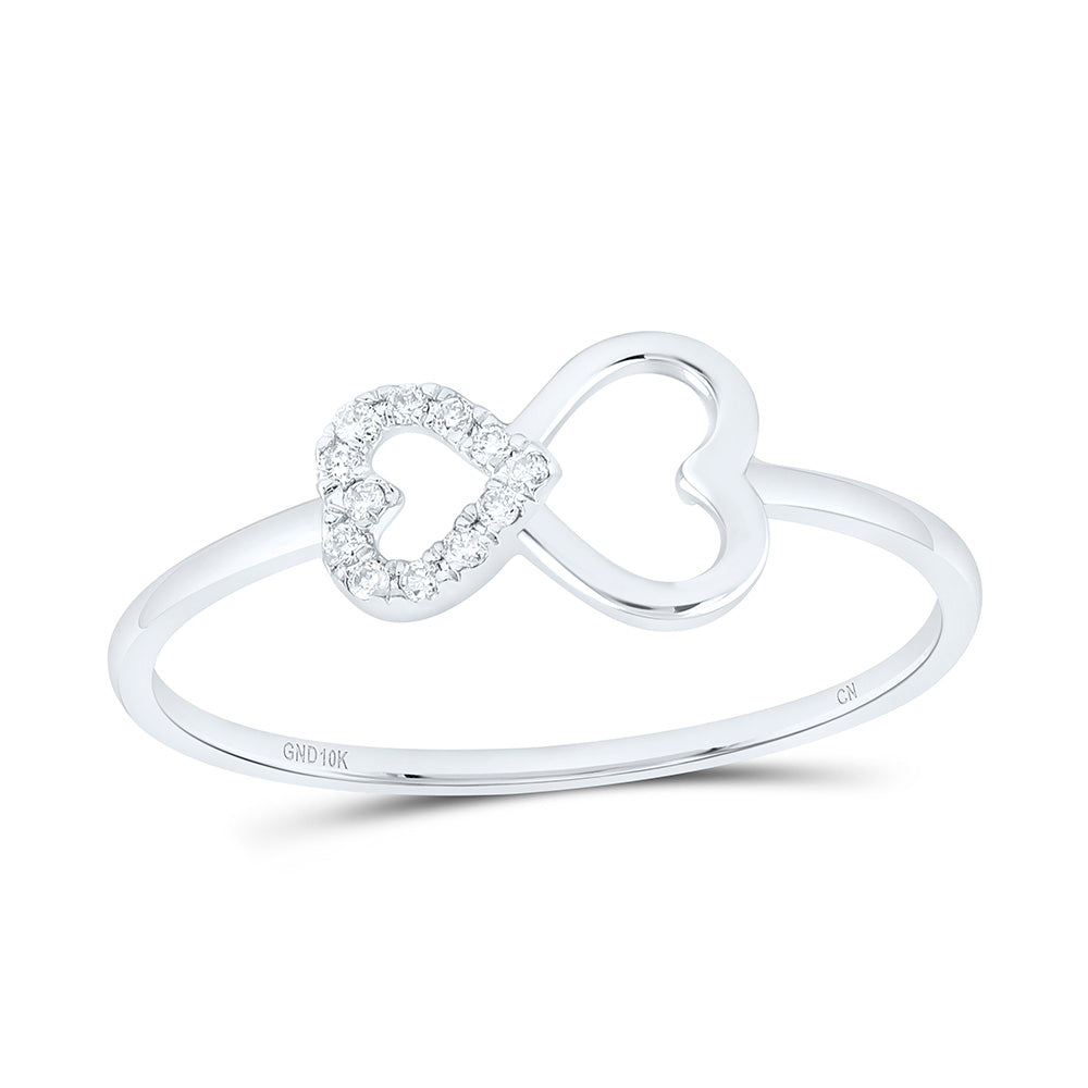 10K Yellow Or White Gold 1/20 Cttw Natural Diamond Cn Gift Heart Bridal Anniversary Wedding Engagement Band Ring
