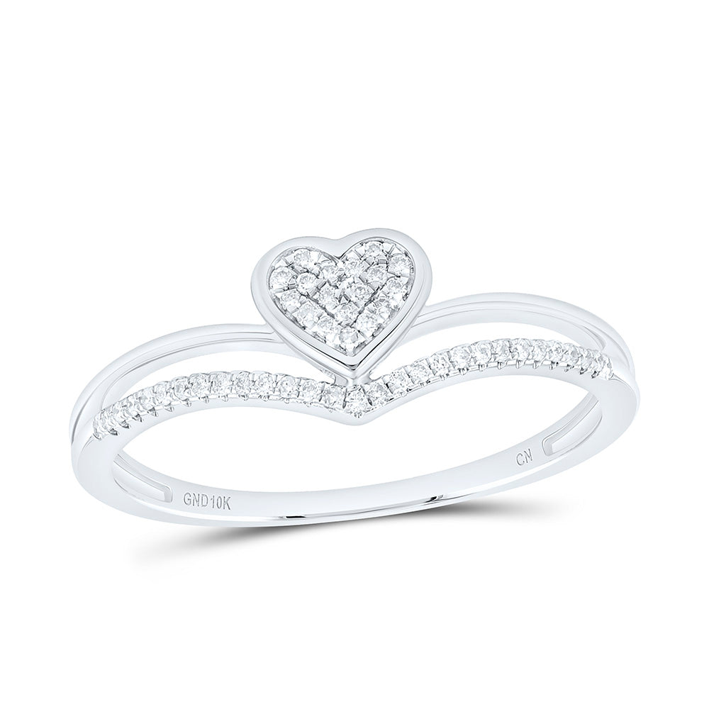 10K Yellow Or White Gold 1/12 Cttw Natural Diamond Cn Gift Heart Bridal Anniversary Wedding Engagement Band Ring